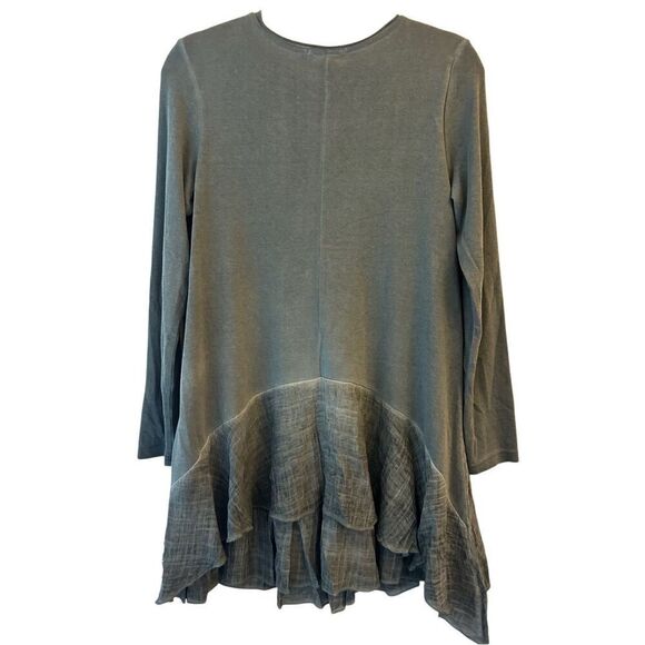 Feratelli embroidered crochet boho top sz S linen blend Lagenlook mixed media - Picture 2 of 6